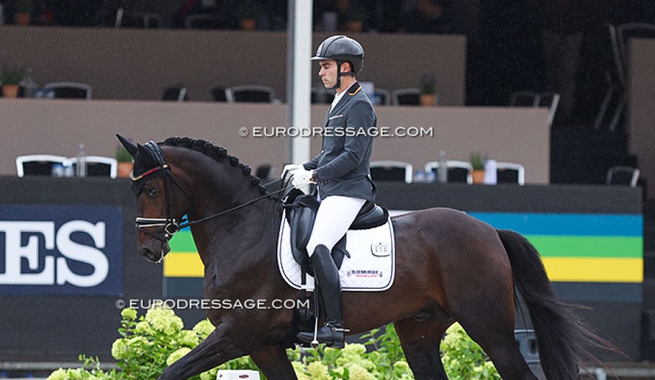 Alvaro Rodriguez Siscar on Forever Romance in the 4-YO challenge at the 2023 World Young Horse Championships :: Photo © Astrid Appels