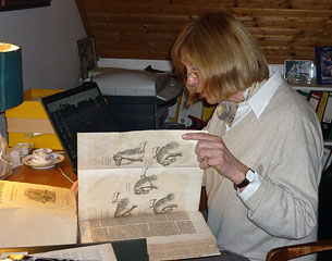 Fromming researching manuscripts on equitation from the 17th century