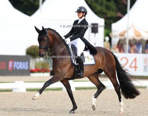 Linnea Holmgren on Buskhaga Sitara at the 2025 World Championships for Young Dressage Horses :: Photo © Astrid Appels