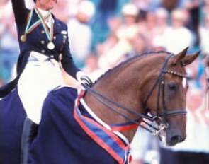 Ulla Salzgeber and Rusty win the 2003 European Dressage Championships :: Photo © David Charles