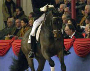 Dr. Ulf Möller riding San Rubin in the Althengst Parade :: Photo © Astrid Appels
