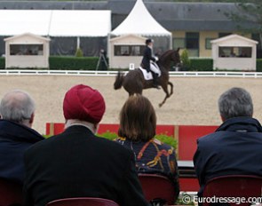 FEI Dressage Committee Chairwoman Mariette Withages sat at A conducting a judges' training session at the 2005 CDIO Saumur :: Photo © Astrid Appels