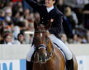Catherine Haddad waves to the crowds at Aachen