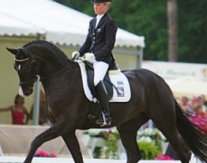 Helen Langehanenberg on Silberaster at the 2008 World Young Horse Championships :: Photo © Astrid Appels