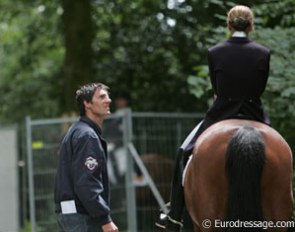 Trainer Wim Verwimp and student Fanny Verliefden discussing the ride.