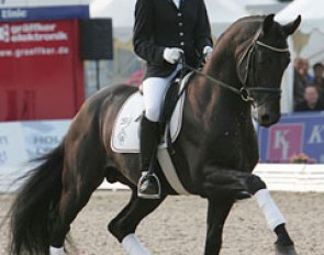 Ingrid Klimke and the 5-year old stallion Dresden Mann at the 2009 World Young Horse Championships in Verden :: Photo © Astrid Appels