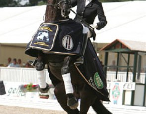 A playful Westpoint took advantage of the award ceremony to test his rider and buck and bop around a bit. Scholtens couldn't be shaken and stayed fixed in the saddle of her steed.