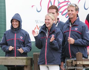 British team members Maria Eilberg, Laura Bechtolsheimer and Carl Hester were rooting for Emma.