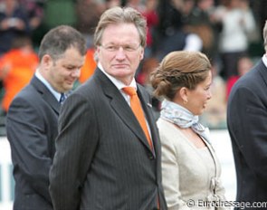 Frank Kemperman, chair of the FEI Dressage Task Force, standing next to FEI president Princess Haya