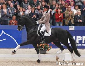 Edward Gal and Gribaldi at the stallion's retirement ceremony in Den Bosch in February 2010 :: Photo © Dirk Caremans