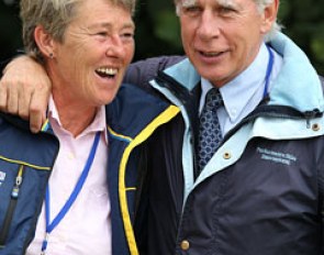 Kyra Kyrklund and Paul Schockemohle having a laugh at the 2011 CDIO Aachen :: Photo © Astrid Appels