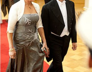 Kyra Kyrklund and her husband Richard White at the Finnish President's Ball on 6 December 2011