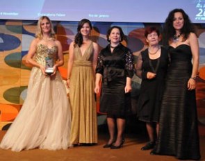 Adelinde Cornelissen, Nina Lamsam Ligon, Lisa Wells (from Reem Acra), Alice Gaillard and Soraya Ourrais are the 2011 FEI Award Winners