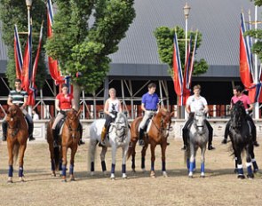 Morgan Barbancon with the Spanish riders of the Real Escuela de Equitacion at the Heilan Equestrian Centre