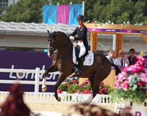 Charlotte Dujardin and Valegro in the kur to music at the 2012 Olympic Games :: Photo © Astrid Appels