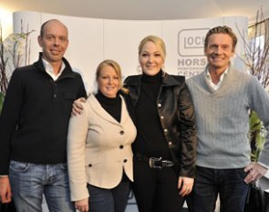 Hans Peter Minderhoud, Nicole Werner, Kathrin Glock and Edward Gal pose for photos after signing a 10-year co-operation contract
