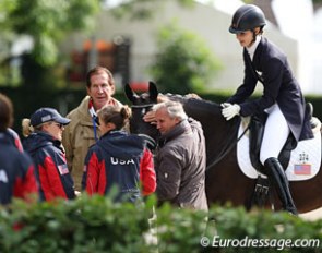 There was a big American presence in Aachen. Florida based Spanish trainer Juan Matute pats Caroline Roffmann's Sagacious :: Photo © Astrid Appels