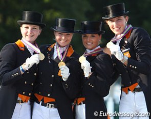 The gold medal winning Dutch team: Debora Pijpers, Rosalie Mol, Anne Meulendijks, Stephanie Kooijman :: Photo © Astrid Appels