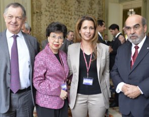 Dr Bernard Vallat, OIE Director General, Dr Margaret Chan, Director-General of the World Health Organization, Princess Haya, and Mr José Graziano da Silva, Director-General of the Food and Agriculture Organization of the United Nations 