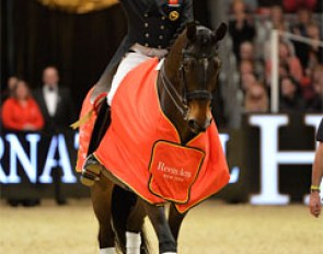 Carl Hester and Nip Tuck win the World Cup qualifier at the 2015 CDI-W London :: Photo © Kit Houghton