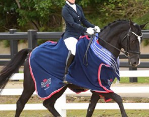 Amy Woodhead and Hawtins Duchessa win the 4-year old young horse class at the 2015 British Dressage Championships :: Photo © Kevin Sparrow