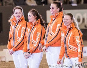 The 2016 Rabo Talent Team dressage riders: Jill Huybregts, Anne Meulendijks, Stephanie Kooijman, Maxime van der Vlist :: Photo © Jessica Pijlman