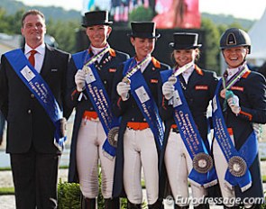 The silver medal winning Dutch team (Kooijman, Houtvast, van der Vlist, Meulendijks) at the 2016 European Under 25 Championships in Hagen :: Photo © Astrid Appels