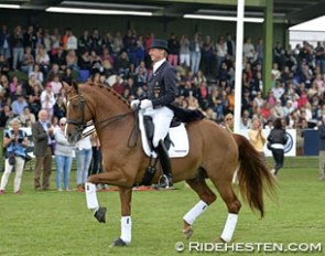 Patrik Kittel and Scandic in the horse's retirement ceremony at the 2016 CDIO Falsterbo :: Photo © Ridehesten