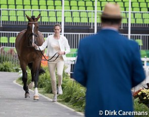 Jorinde Verwimp and Tiamo at the horse inspection of the 2016 Olympic Games :: Photo © Dirk Caremans