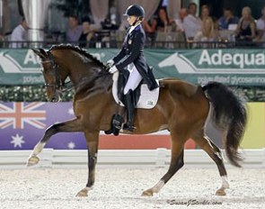 Laura Graves and Verdades win the 4* Kur to Music at the 2016 CDI Wellington GDF 10 :: Photo © Sue Stickle