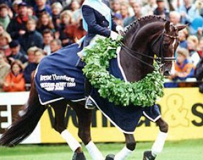 Karin Rehbein and Donnerhall win the 1998 Hamburg Dressage Derby :: Photo © Ernst