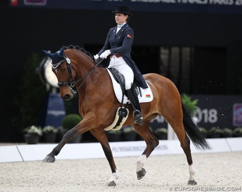 Hanna Karasiova had to leave an injured Arlekino home, which she qualified for the World Cup Finals, and brought her second GP horse along. The 10-year old Zodiak (Zidane Velvet x Arulis) did a lovely job in the limelight