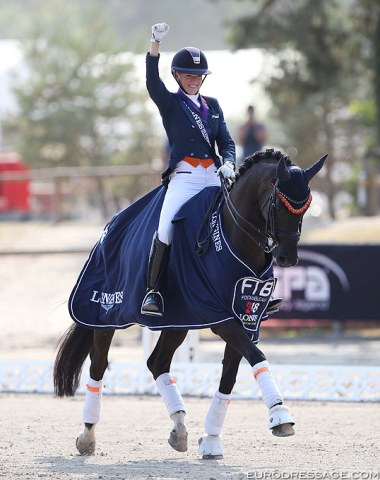 Esmee Donkers and Chaina win team silver and individual test and kur gold at the 2018 European Young Riders Championships