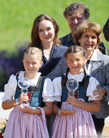 The Haim-Swarovski family with Marie, Klaus and Evelyn and two trophy girls dressed in the traditional dirndls