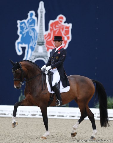 British WEG team bronze medalist Emile Faurie on his new Grand Prix horse for the future, the inexperienced 10-year old Café's Caletta (by Café au Lait)