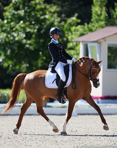 Portuguese based Italian Lisa Bartz on Derano B, a pony with a very strong trot