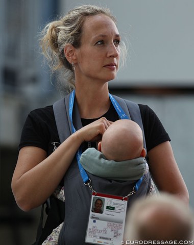 Tristan Tucker's partner in life, Dutch Grand Prix rider Katja Gevers, with their baby