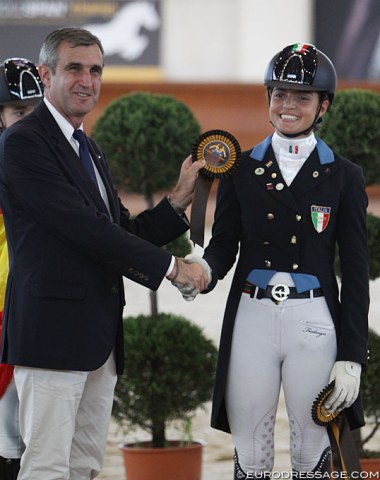 FISE president Marco di Paola with Italy's best junior in San Giovani, Beatrice Arturi