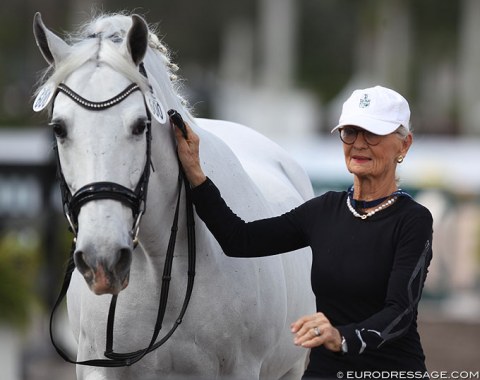 Janne and Armas Zumbel at the trot up for the 2019 CDI Wellington