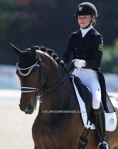 Kenya Schwierking rides her Cecil with a big smile on her face