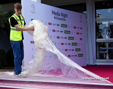 The Aachen red carpet being readied for the annnual "Media Night" on Tuesday