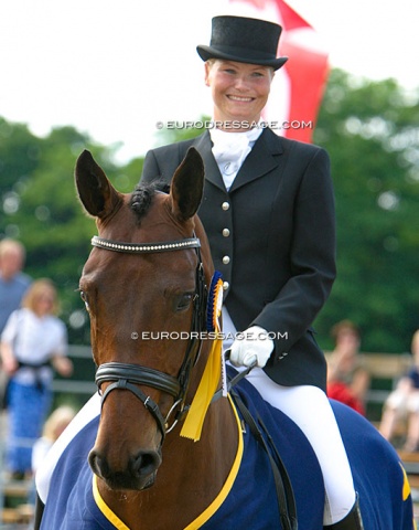 A young Lone Bang Larsen on her career making Grand Prix horse Fitou L