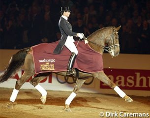 Salzgeber and Rusty doing her lap of honour