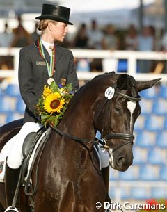 Julia Katharina von Platen and Rose Noir are the bronze medalists at the 2003 World Young Horse Championships