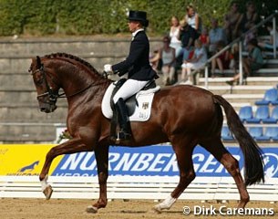 Kira Wulferding and Rhodes Scholar at the 2003 World Young Horse Championships (Photo © Dirk Caremans)