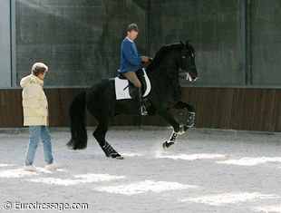 Kyra Kyrklund training Wayne Channon at his home base in Belgium :: Photo © Astrid Appels