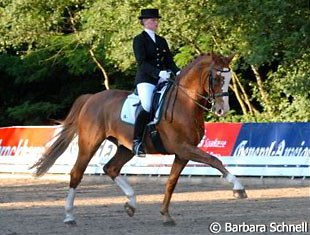 Junior rider Katharina Winkelhuess aboard Nadine Capellmann's Rino. The Park Festival Dressur is annually organized at the stables of the Winkelhues family.