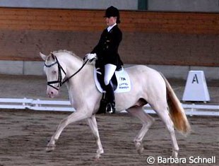 Placing second in the 5-year old dressage pony test: Louisa Luttgen and Pegasus B, a son of her own Pan Tau B.