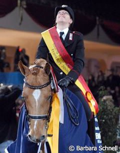 Valentina Truppa and Chablis win their second consecutive Young Riders World Cup Final at the 2006 CDI-W Frankfurt :: Photo © Barbara Schnell