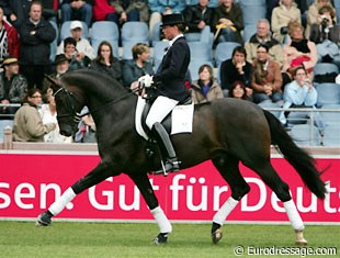 Kathrin Meyer zu Strohen on Don Marco during a stallion demonstration at the 2006 World Equestrian Games